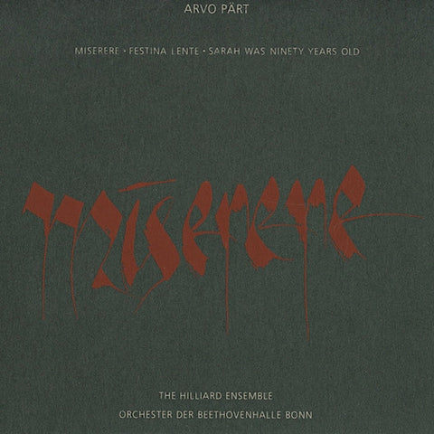 Arvo Part | Miserere (w/ Hilliard Ensemble) | Album