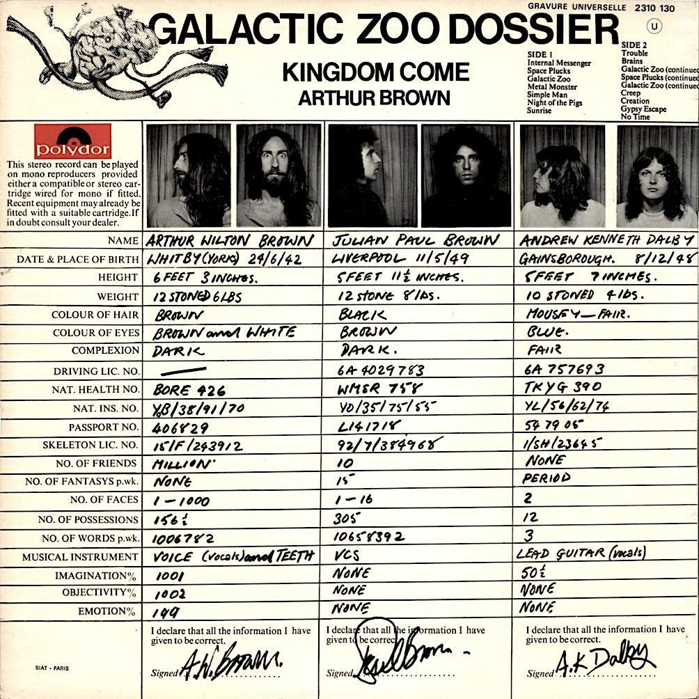 Arthur Brown | Galactic Zoo Dossier (w/ Kingdom Come) | Album-Vinyl
